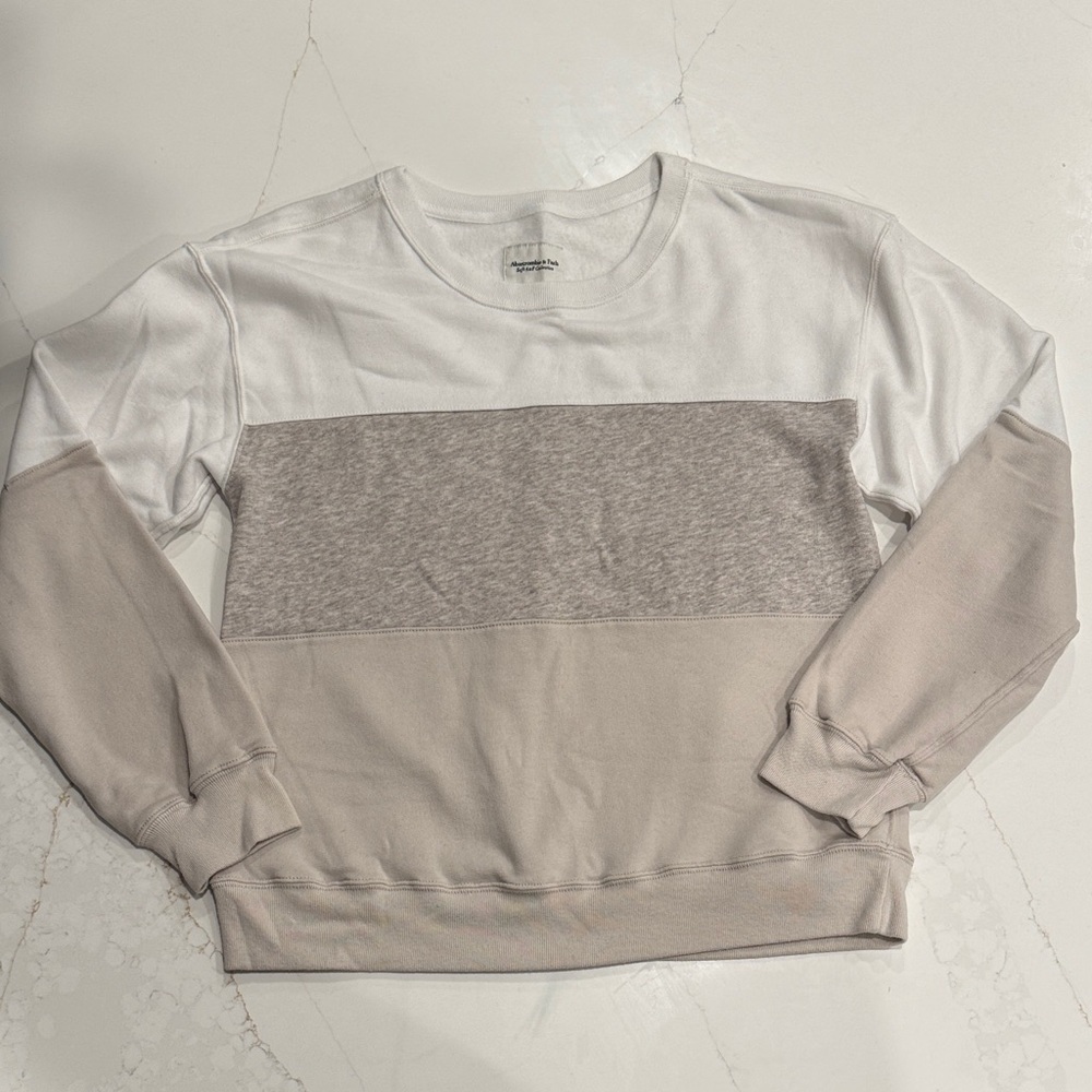 Abercrombie & Fitch Women's Crewneck Sweater - White, Gray, and Cream